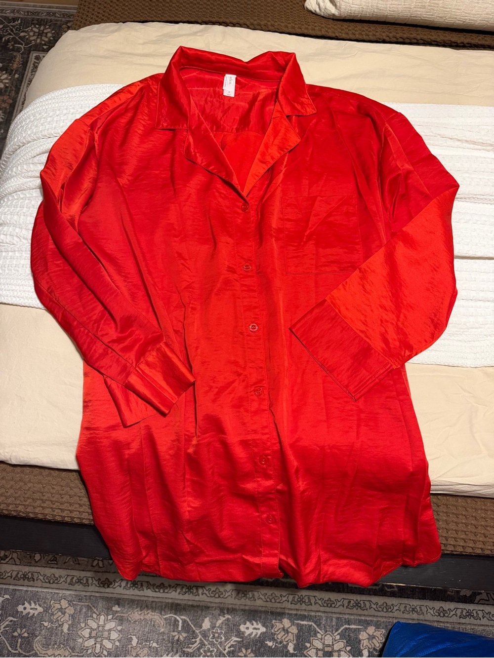 Auden Red Satin Button-Front Nightshirt
